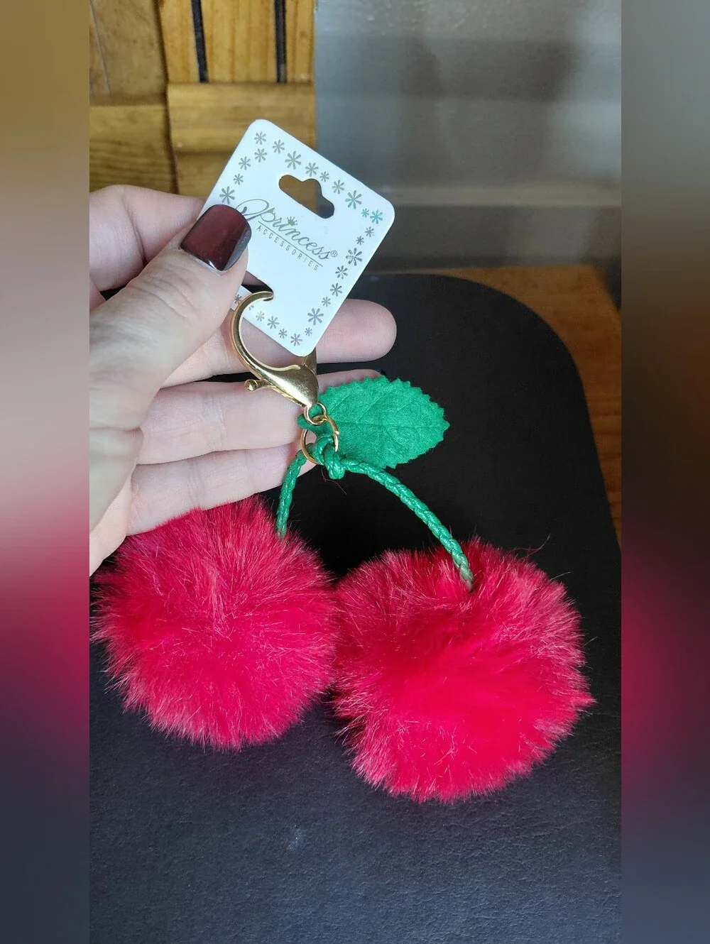 NWT Cherry Pom Pom Keychain/Bag Charm